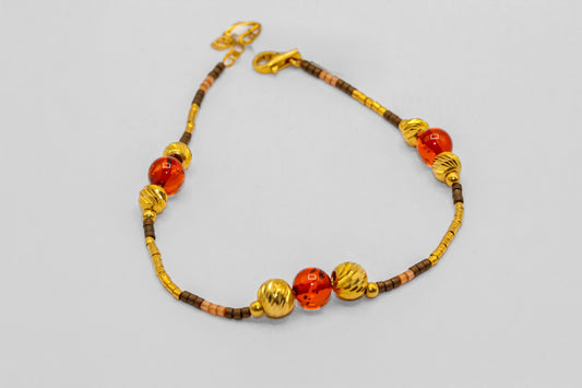21K Gold Amber Beaded Bracelet