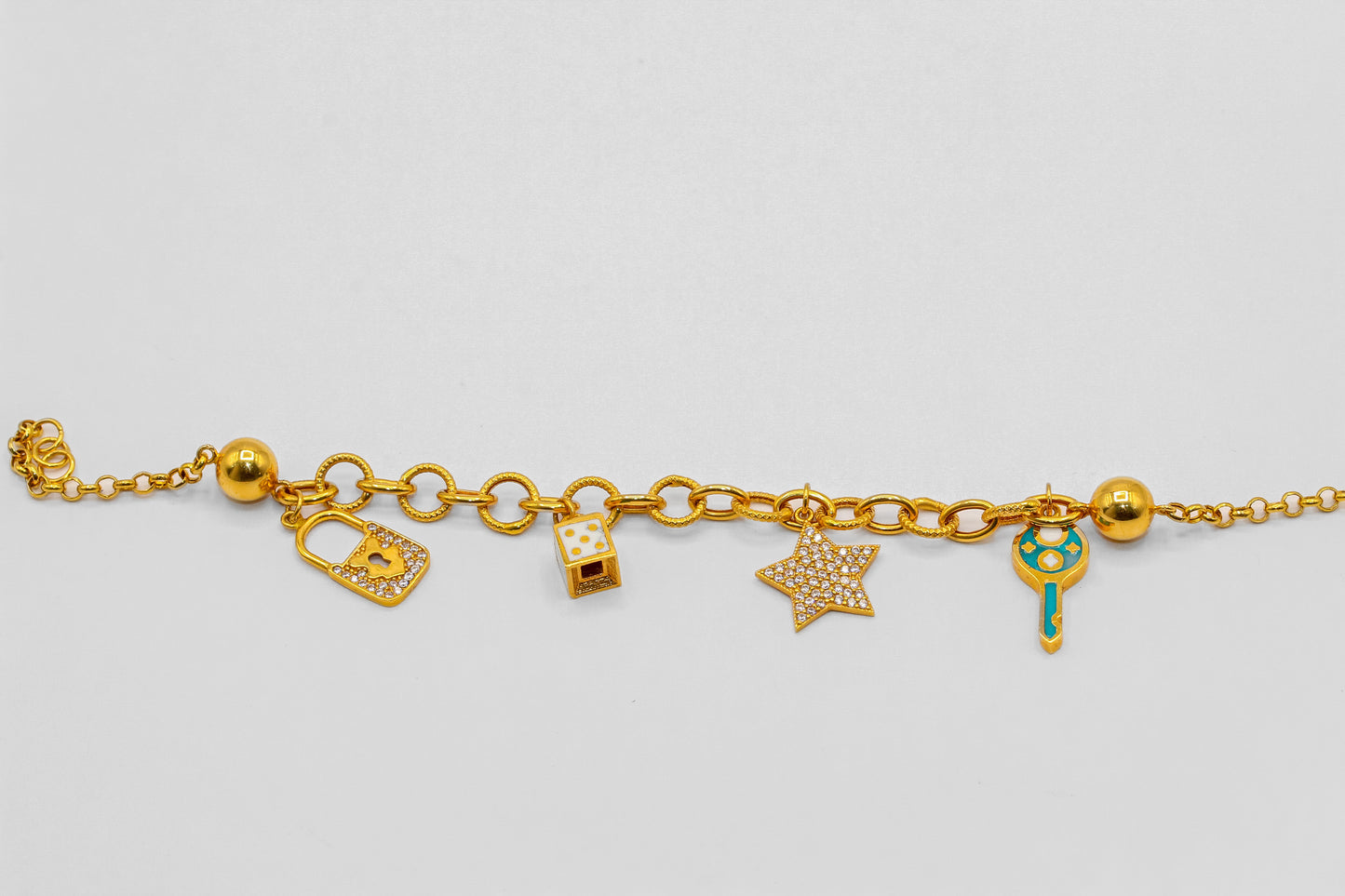 21K Gold Multi Charm Bracelet