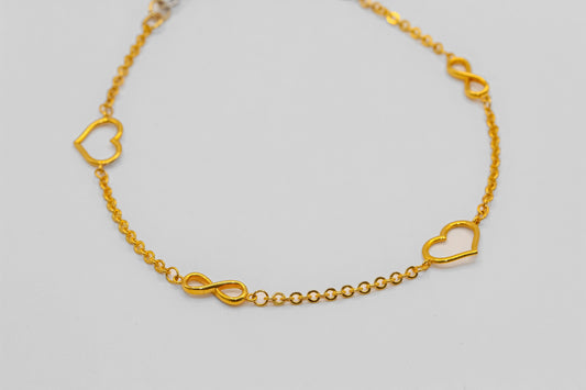 21K Gold Heart Infinity Bracelet