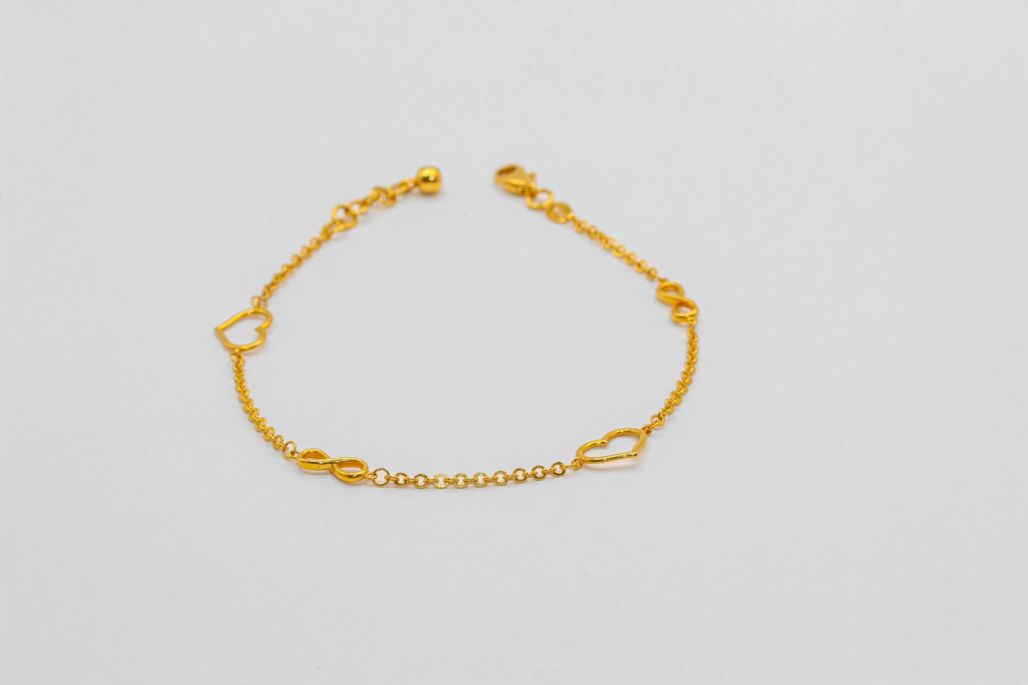 21K Gold Heart Infinity Bracelet