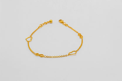 21K Gold Heart Infinity Bracelet