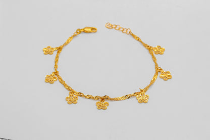 21K Gold Flower Charm Bracelet
