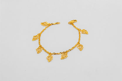 21K Gold Leaf Charm Bracelet