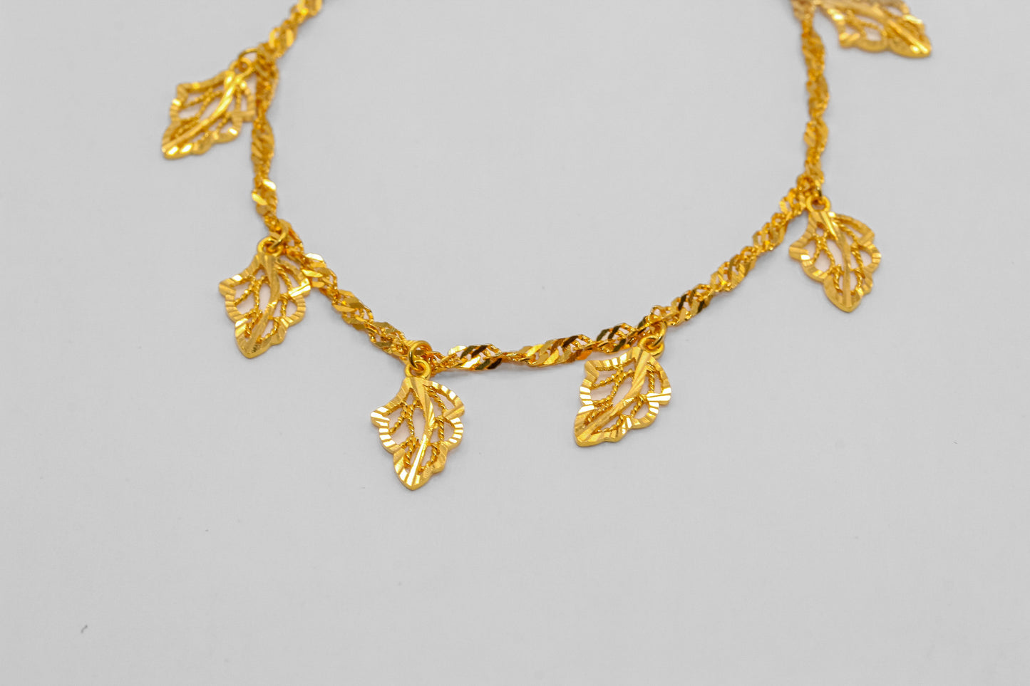 21K Gold Leaf Charm Bracelet