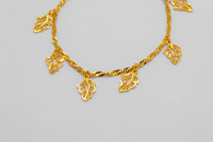 21K Gold Leaf Charm Bracelet