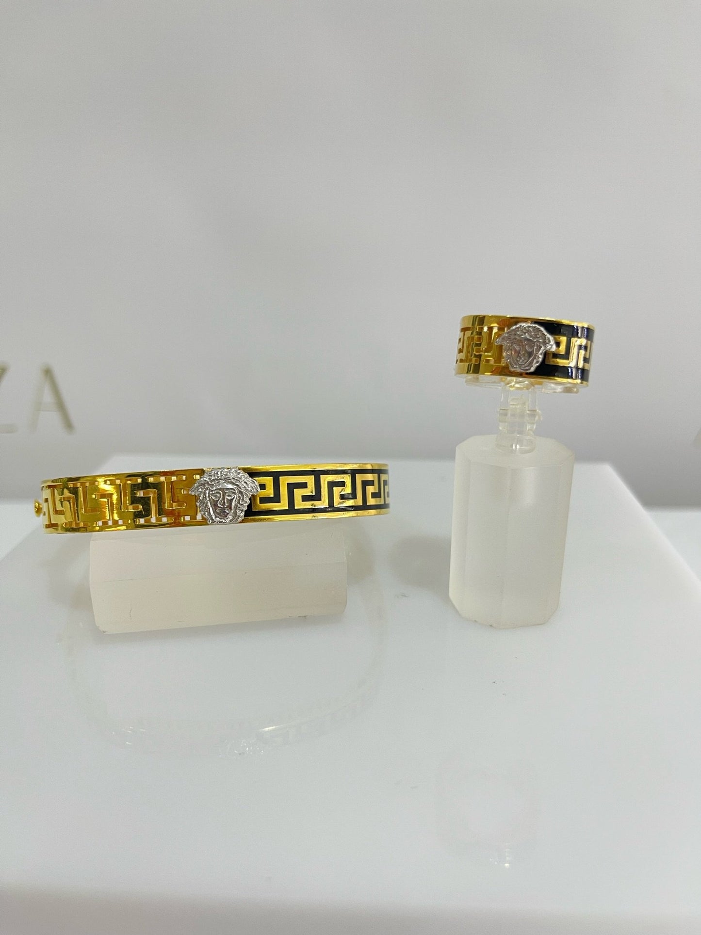 21k Gold Bangle Bracelet Ring Set