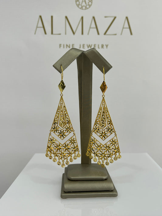 21k Gold Large Chandelier Earrings