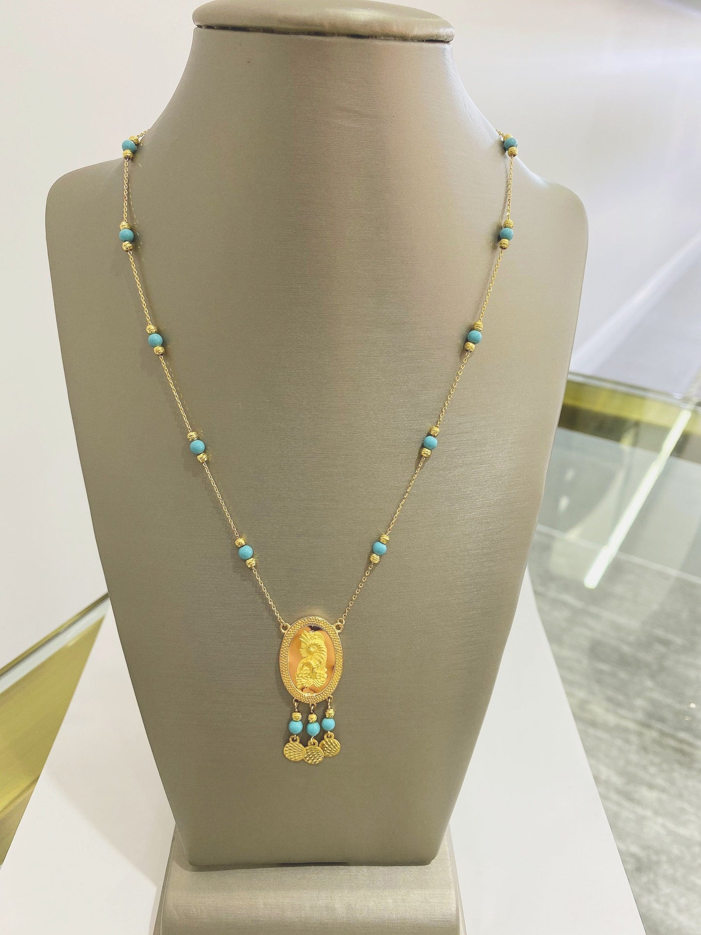 21k Gold Turquoise Necklace