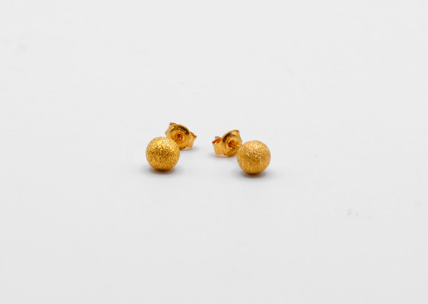 21K Gold Sanded Ball Earrings