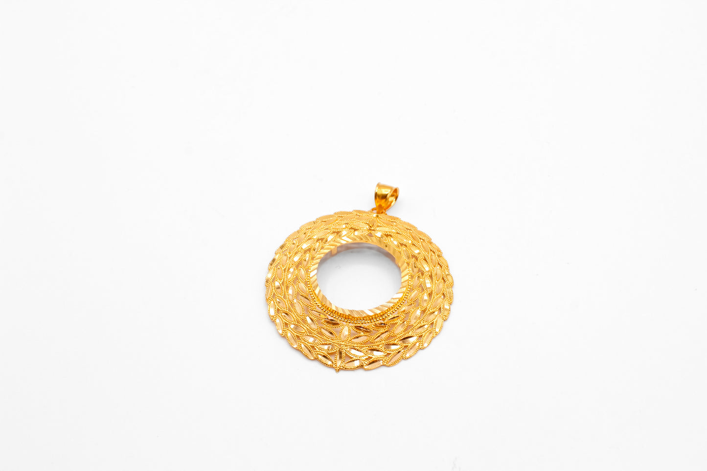 21K Gold Leaf Coin Pendant