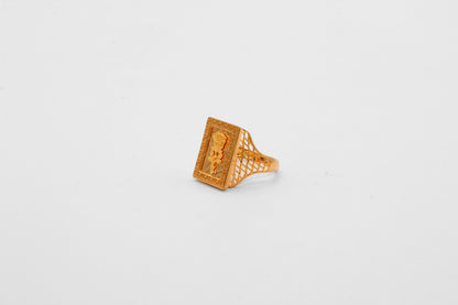 21K Gold Square Rose Ring