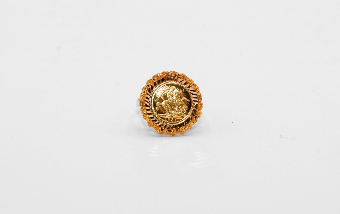 21K Gold English Coin Ring