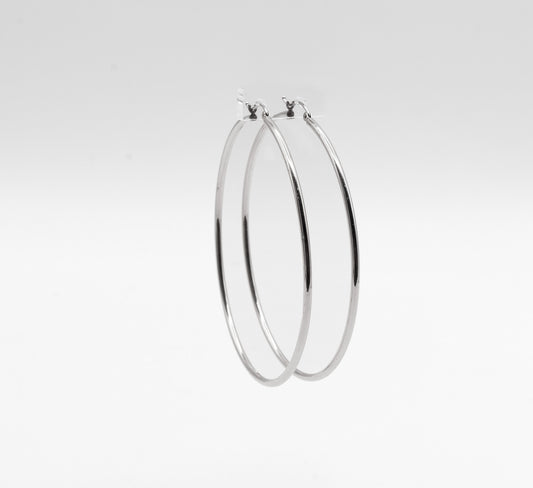 18K White Gold Hoop Earrings