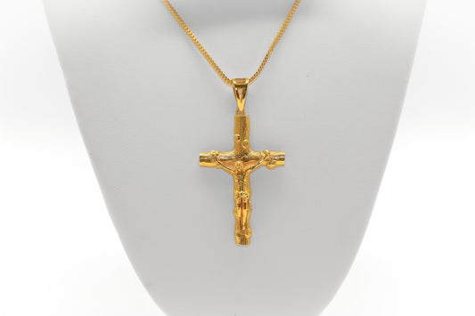 21K Gold Crucifix Criss Pendant
