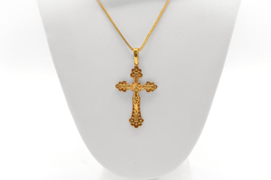 21K Gold Crucifix Cross Pendant