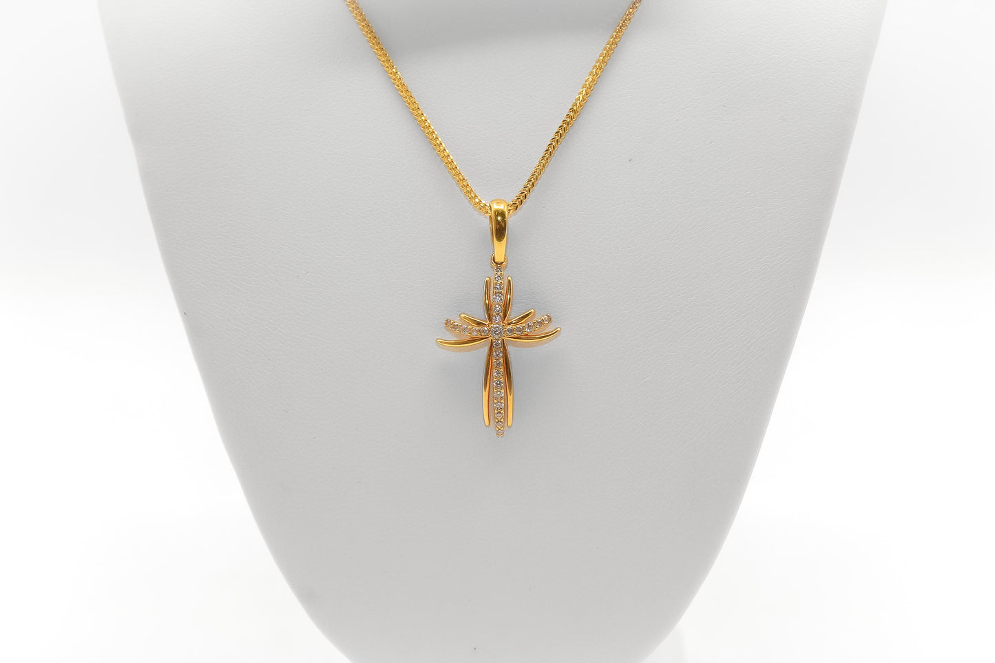21K Gold Studded Cross Pendant