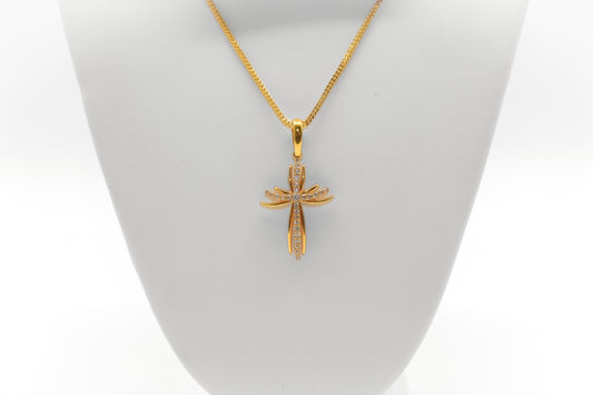 21K Gold Studded Cross Pendant