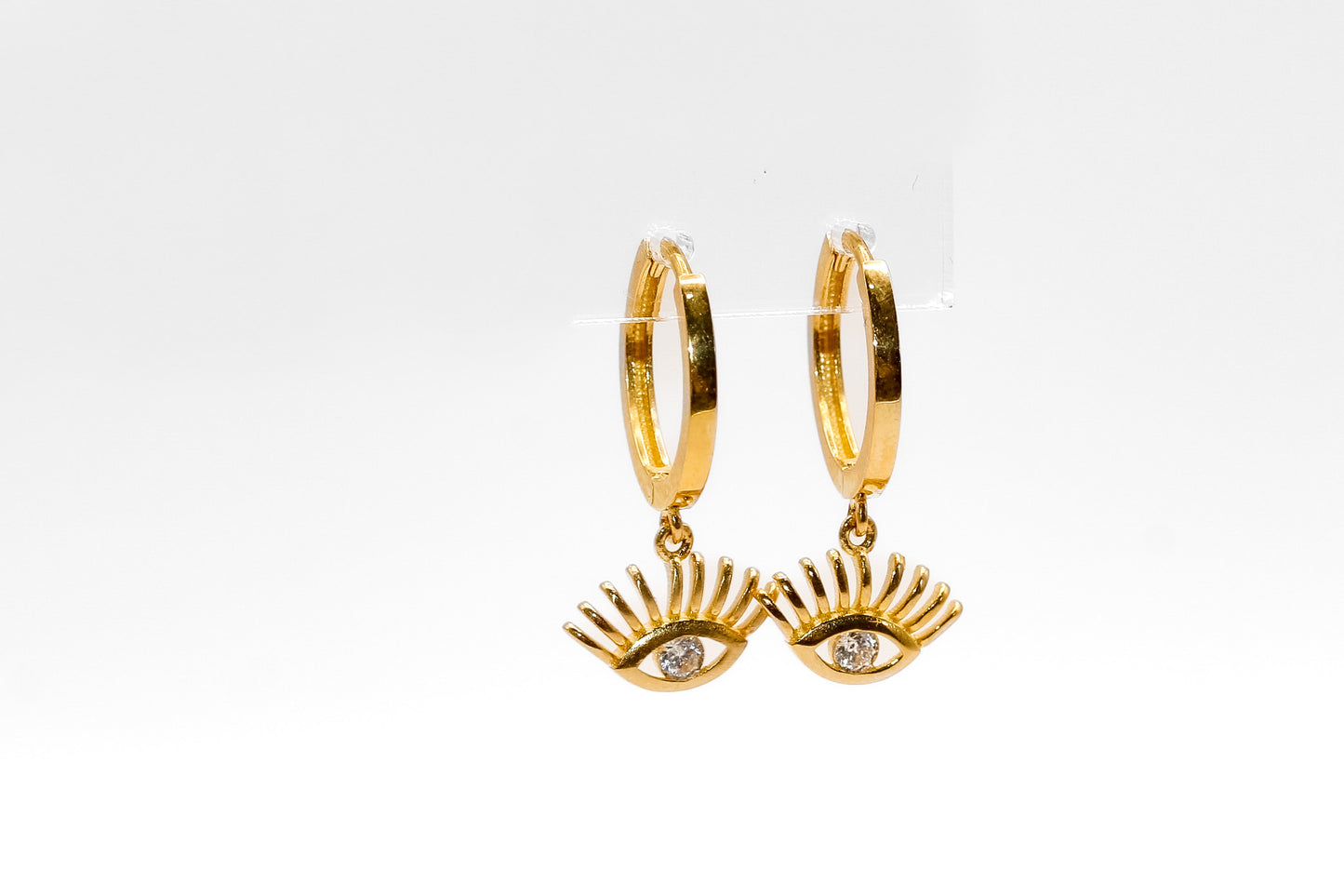 14K Gold Evil Eye Earrings