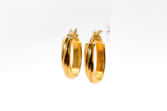 14K Gold Oval Twist Hoop Earrings