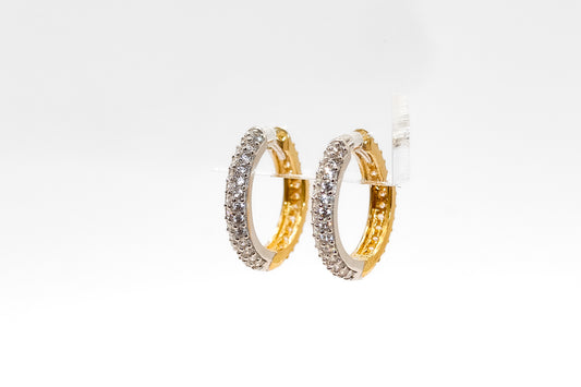 14K Gold Round Small Studded Huggies