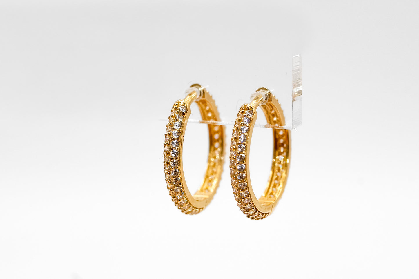 14K Gold Medium Studded Hoop Earrings