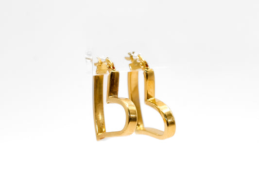 14K Gold Heart Hoop Earrings