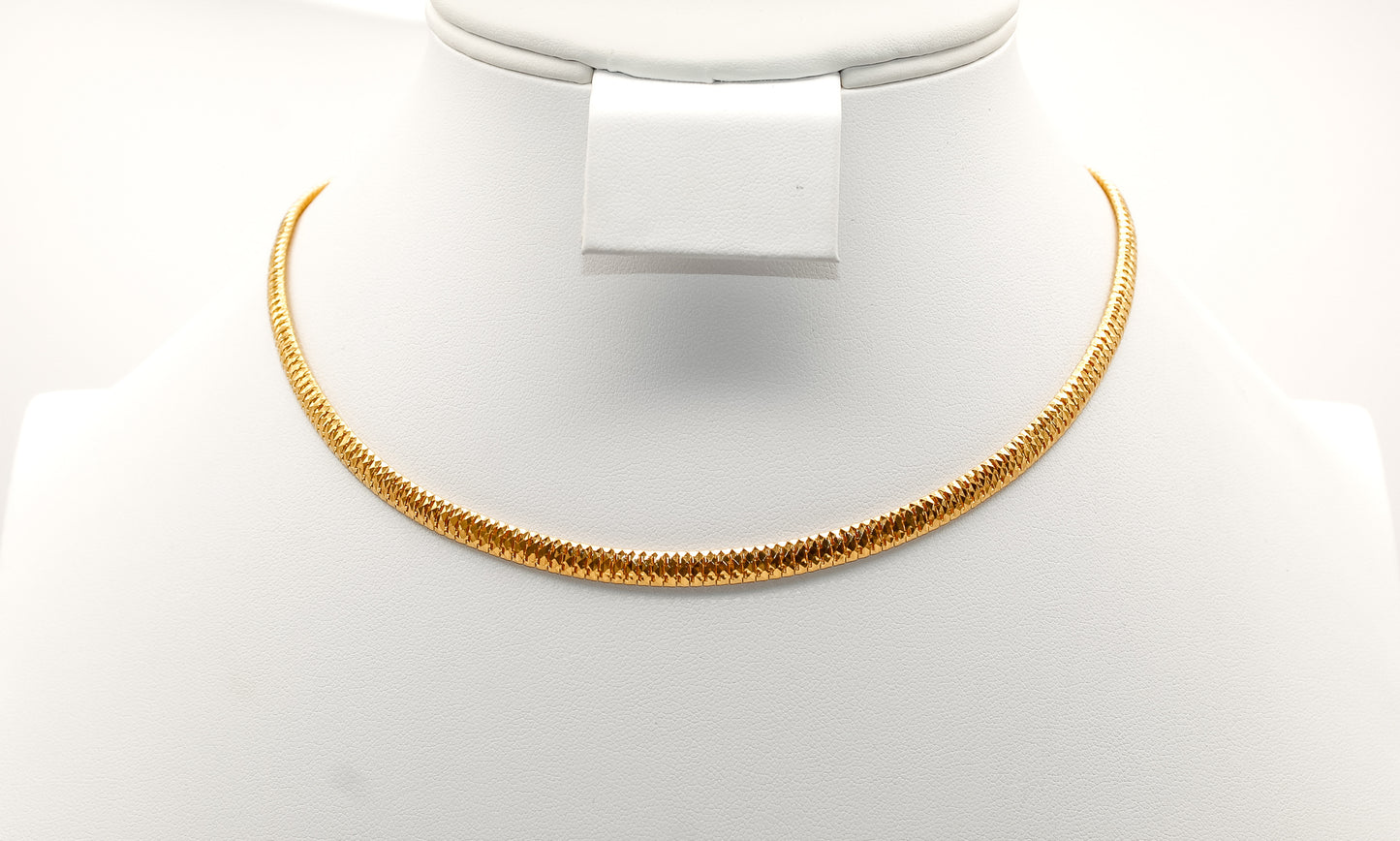 21K Gold Diamond Cut Snake Chain Necklace