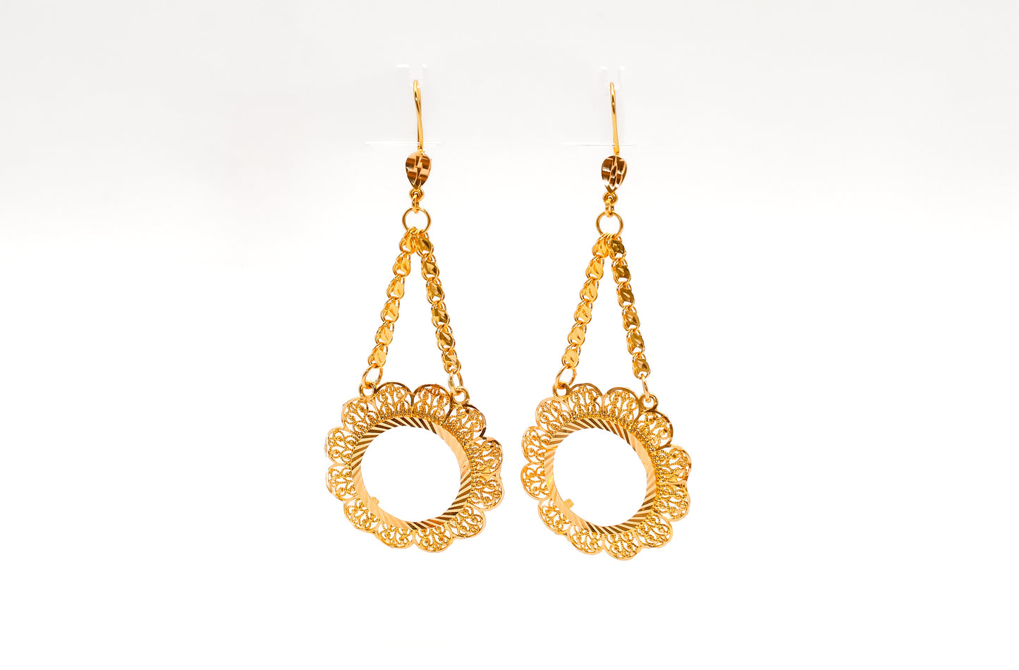 21K Gold Long Coin Earring