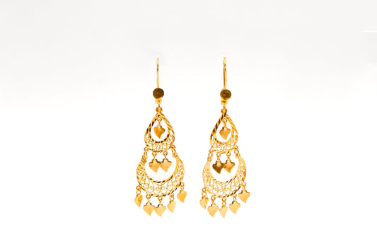 21K Gold Chandelier Earrings