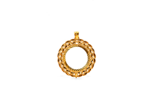 21K Gold Leaf Coin Pendant