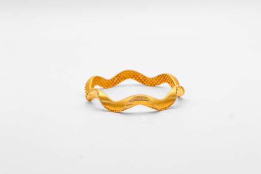 21K Gold Wavy Bangle Bracelet