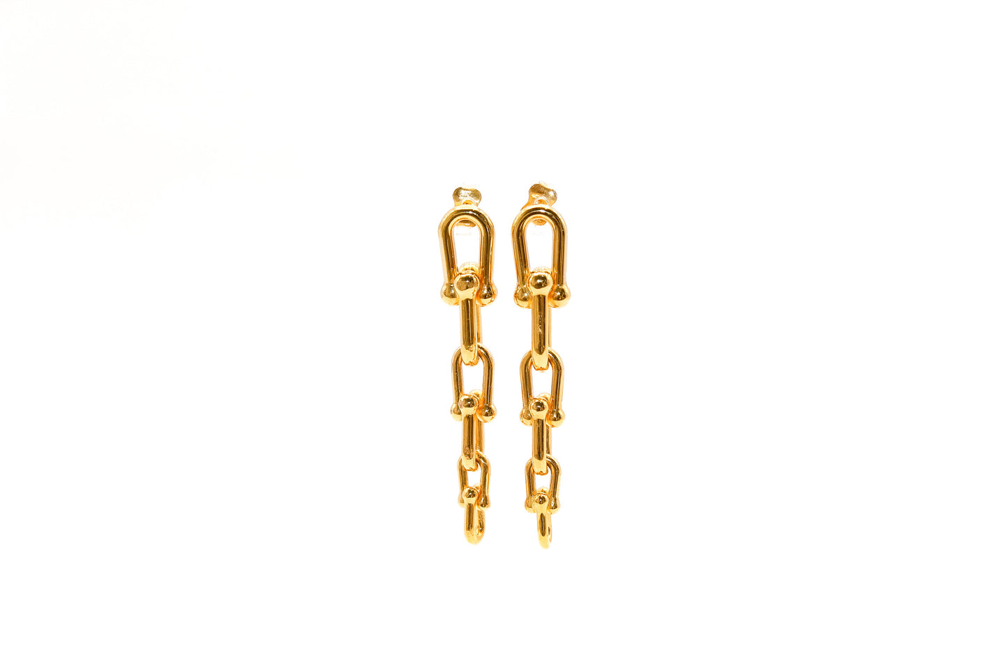 21K Gold Link Dangle Earrings