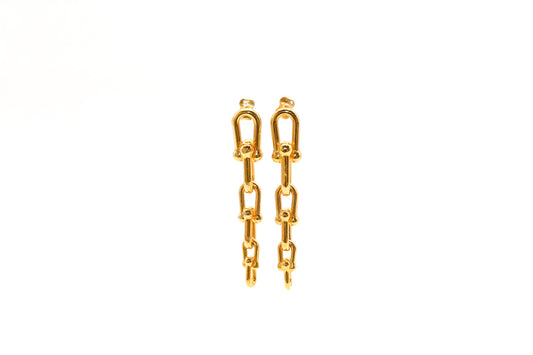 21K Gold Link Dangle Earrings
