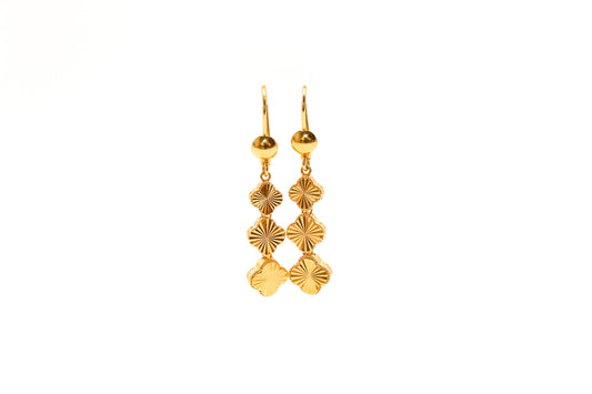 21K Gold Clover Dangle Earrings