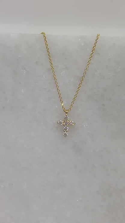 14k Gold .12 Carat Diamond Cross Necklace