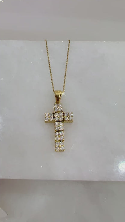 18k Gold .77 Carat Diamond Cross Necklace